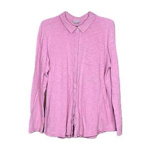 J. Jill Woman’s Pink Button Down Collared Casual Long Sleeve Blouse Size Large